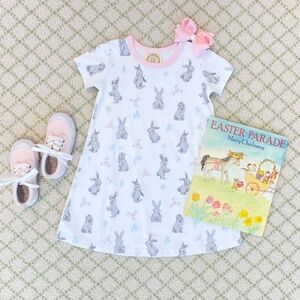 New 3T Adorable Easter Bunny Print Dress.